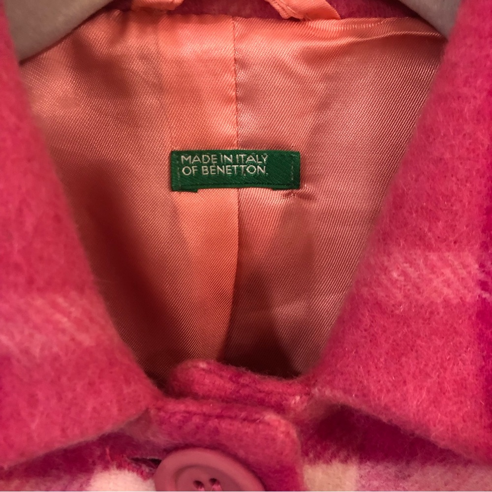 Vintage Benetton Pink Plaid Wool/Mohair Blend Cropped Blazer Jacket Small - Picture 8 of 8